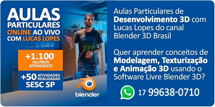 Aula Particular de Desenvolvimento 3D com Lucas Lopes do canal Blender 3D Brasil